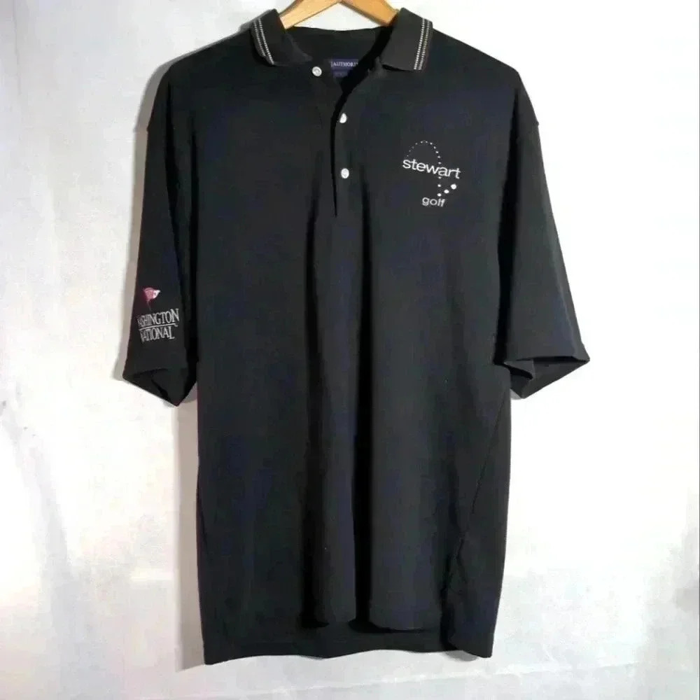 Stewart Golf Washington National Black Polo Shirt Port Authority sz L